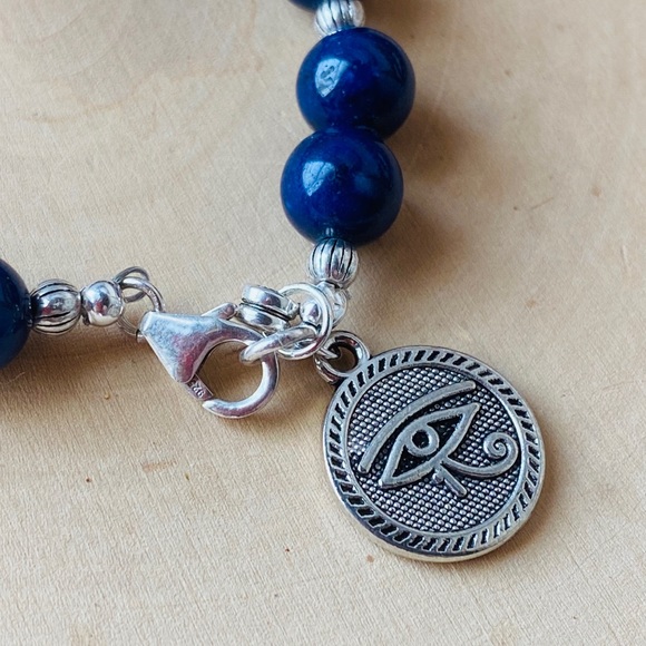 Lapis Lazuli Gemstone Sterling Silver Bracelet - Picture 3 of 5